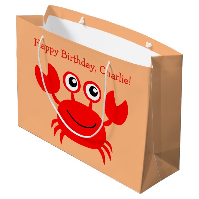 Happy Crab custom text gift bag (Back Angled)