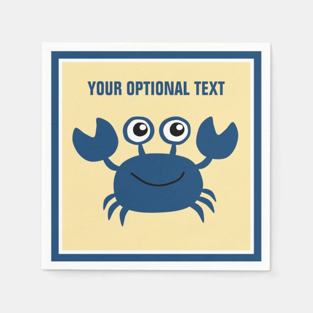 Happy Crab Custom Text Napkin (Front)