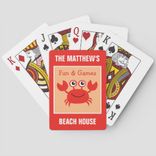 Happy Crab custom text playing cards