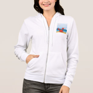 Happy Crab on Beach with Lighthouse Hoodie