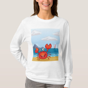 Happy Crab on Beach with Lighthouse T-Shirt