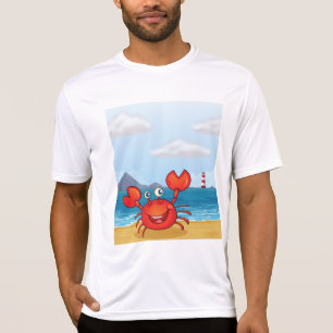 Happy Crab on Beach with Lighthouse T-Shirt