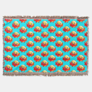 Happy Crab Pattern For Kids Beach Rooms Throw Blanket