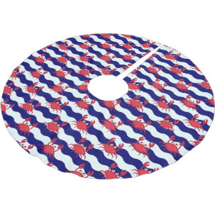 Happy Crabs Pattern Brushed Polyester Tree Skirt