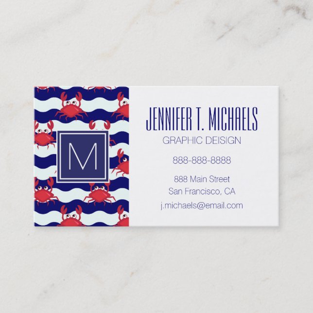 Happy Crabs Pattern Business Card (Front)