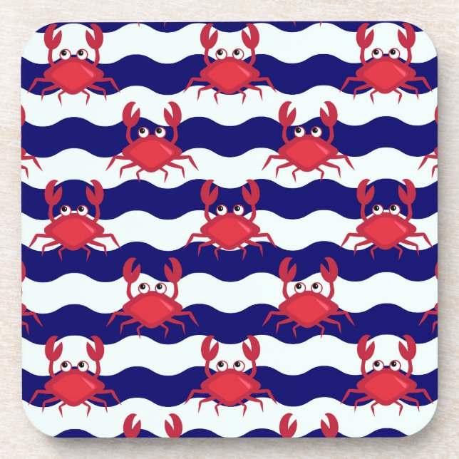 Happy Crabs Pattern Coaster (Front)