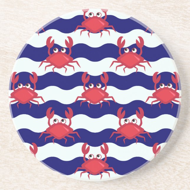 Happy Crabs Pattern Coaster (Front)