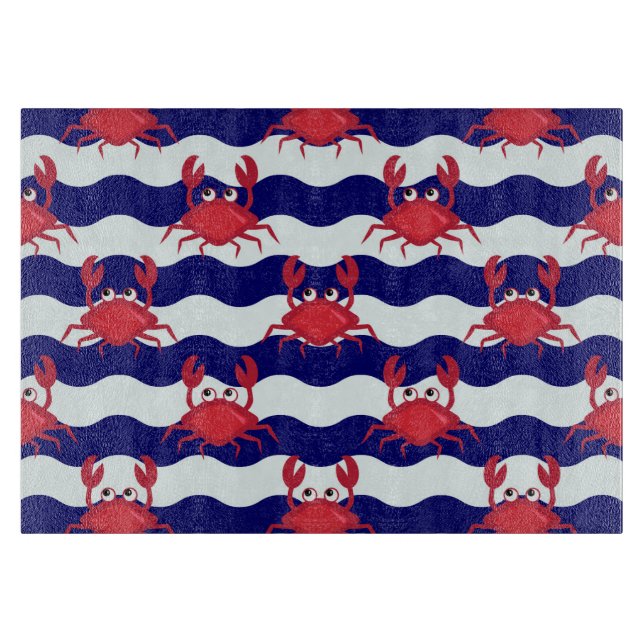 Happy Crabs Pattern Cutting Board (Front)