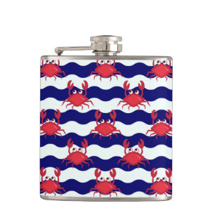 Happy Crabs Pattern Hip Flask