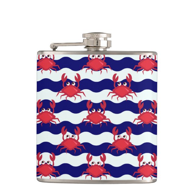 Happy Crabs Pattern Hip Flask (Front)