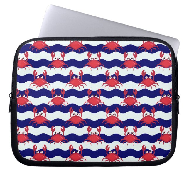 Happy Crabs Pattern Laptop Sleeve (Front)