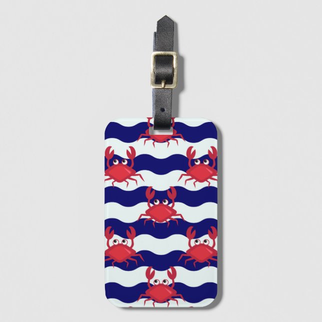 Happy Crabs Pattern Luggage Tag (Front Vertical)