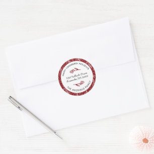 Happy Cranberry Holidays Burgundy Return Address Classic Round Sticker