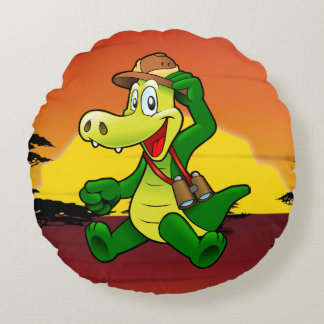 Happy crocodile round cushion