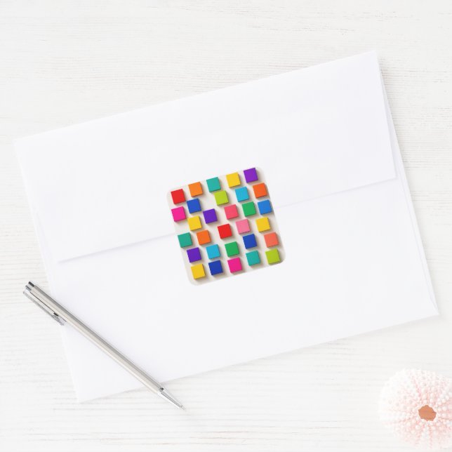 happy cube square sticker (Envelope)