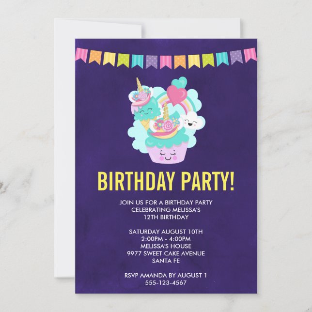 Happy Cupcake and Ice Cream Birthday Party (Front)