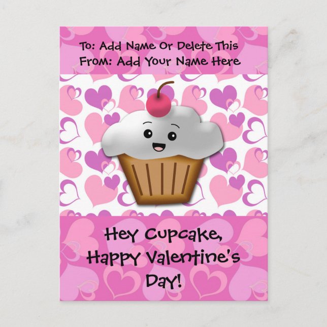 Happy Cupcake Valentine Holiday Postcard (Front)