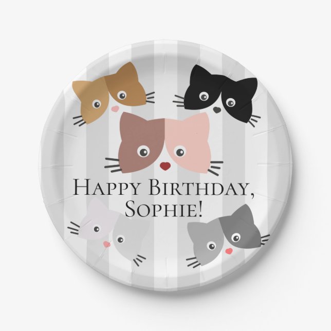 Happy Curious Kittens  Paper Plate (Front)