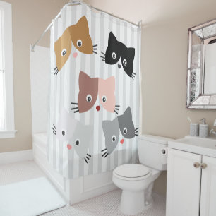 Happy Curious Kittens Shower Curtain