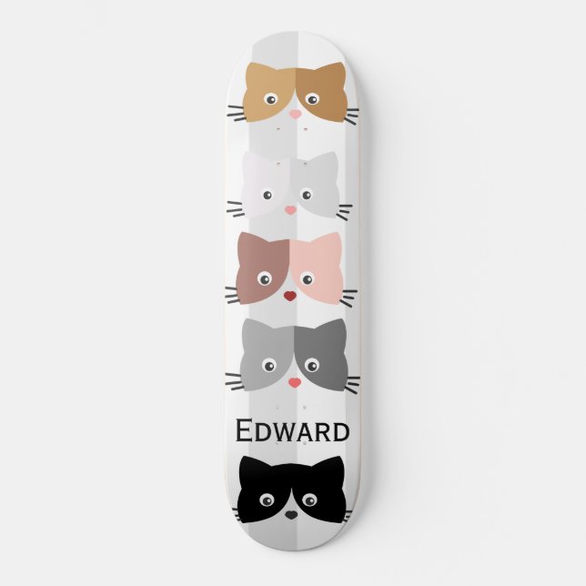Happy Curious Kittens Skateboard (Front)