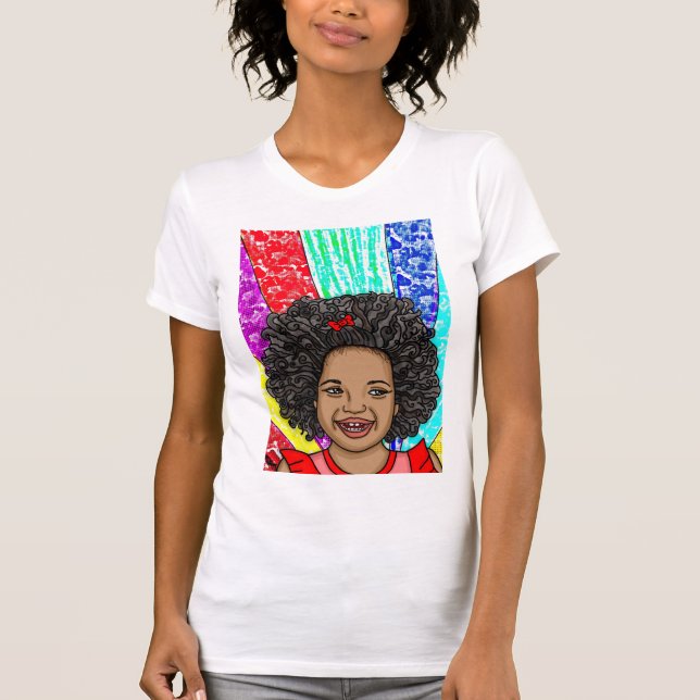 Happy Curls | Digital Art | African-American Girl T-Shirt (Front)