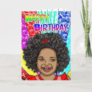 Happy Curls Digital Art Happy Birthday Card
