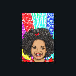 Happy Curls Pop Art Laughing Girl    Canvas Print<br><div class="desc">Adorable little African-American girl laughing with bright and bold colours,  red,  purple,  yellow,  blue digital art.</div>