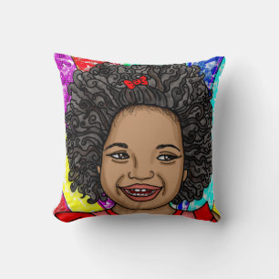 Happy Curls Pop Art Laughing Girl Cushion