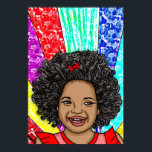 Happy Curls Pop Art Laughing Girl   Poster<br><div class="desc">Adorable little African-American girl laughing with bright and bold colours,  red,  purple,  yellow,  blue digital art.</div>