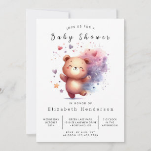 Happy Custom Bear Baby Shower Invitation