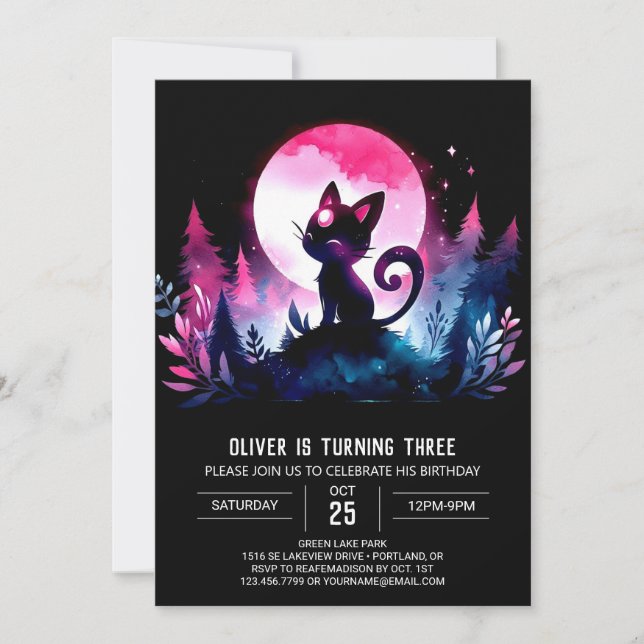 Happy Custom Cat Birthday Invitation (Front)