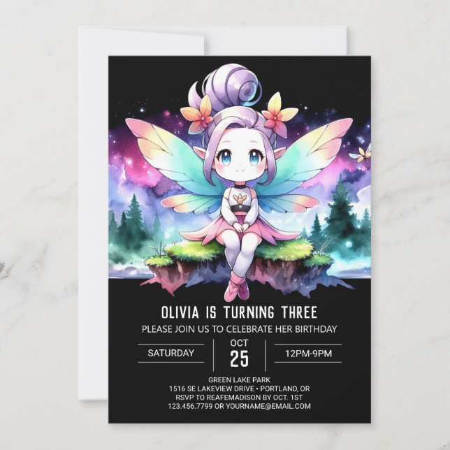 Happy Custom Fairy Birthday Invitation (Front)