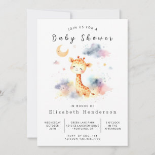 Happy Custom Giraffe Baby Shower Invitation