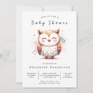 Happy Custom Owl Baby Shower Invitation