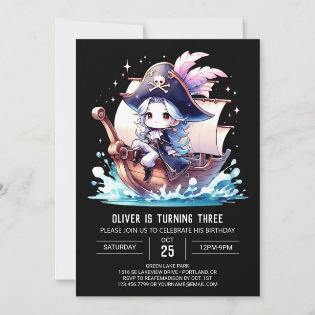 Happy Custom Pirate Birthday Invitation (Front)