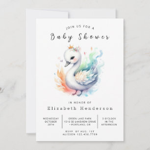 Happy Custom Swan Baby Shower Invitation