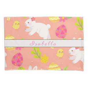 Happy Customise Easter Chicken And Rabbit Pillowcase