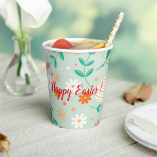Happy Customise Easter Egg Floral Paper Cups