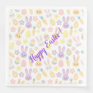 Happy Customise Easter Purple Rabbit Napkin
