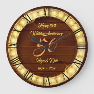 Happy Customise Gold 50th Anniversary Large Clock