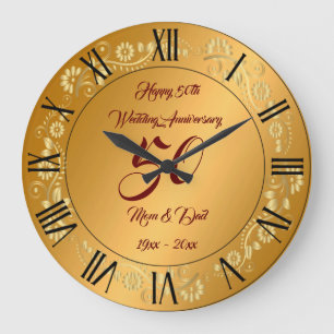 Happy Customise Gold 50th Anniversary Large Clock