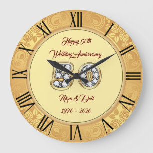 Happy Customise Gold 50th Anniversary Large Clock
