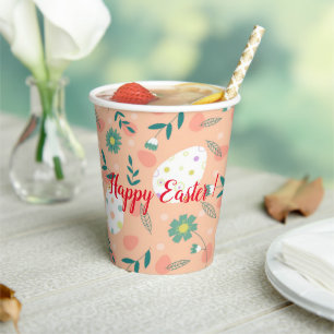 Happy Customise Orange Easter Egg Paper Cups