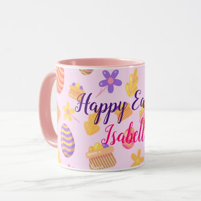 Happy Customise Purple Easter Mug (Front Left)