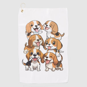 happy cute beagle dogs golf towel