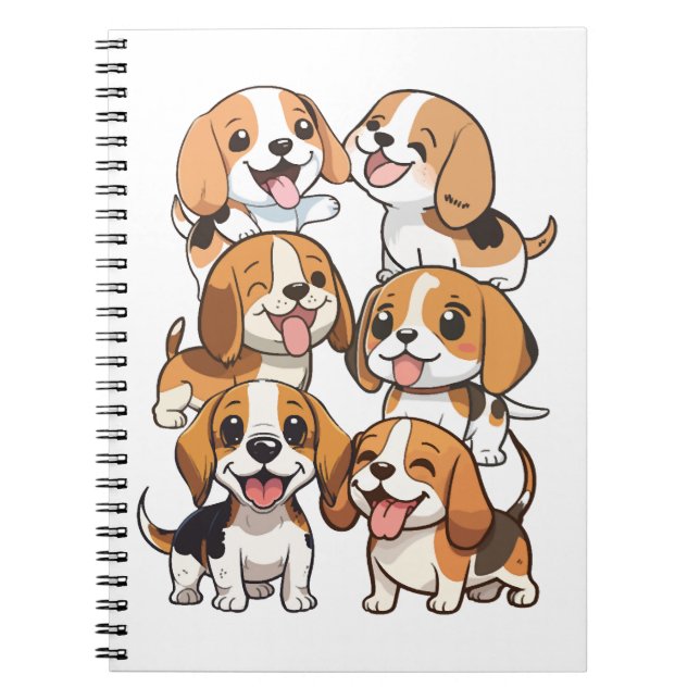 happy cute beagle dogs notebook (Front)