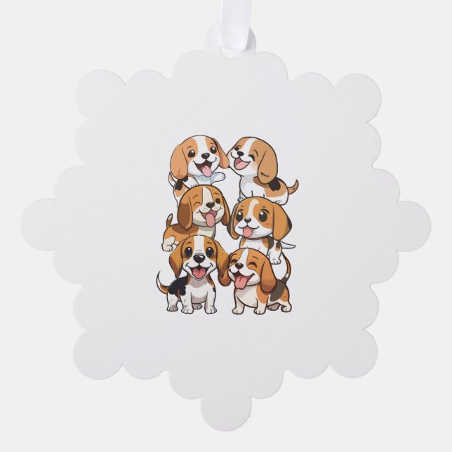 happy cute beagle dogs tree decoration card (Front)