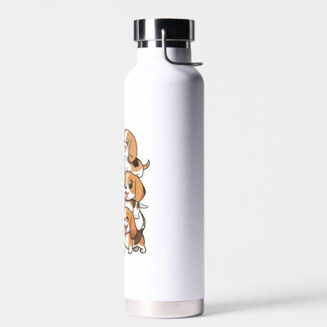 happy cute beagle dogs water bottle (Left)
