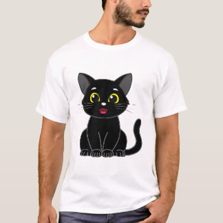 Happy Cute Black Kitty T-Shirt
