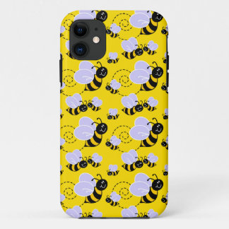 happy cute buzzing bumble bees iPhone 11 case